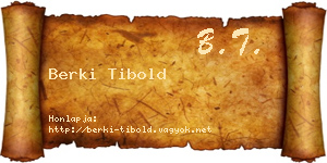 Berki Tibold névjegykártya